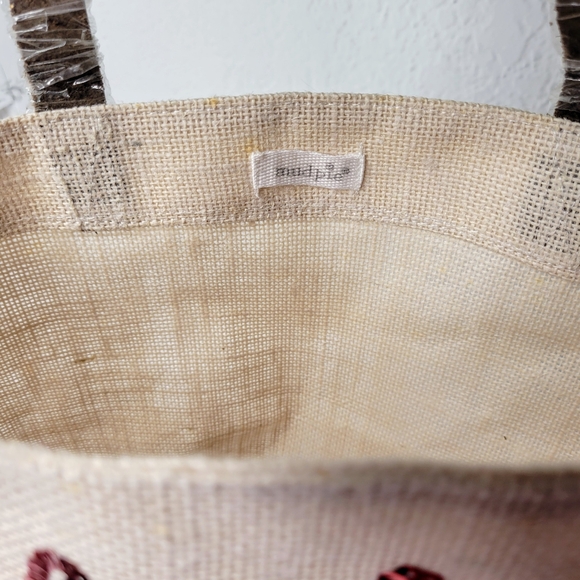 Mud pie Jute Sequin Holiday Reindeer Tote, Gift Bag, Leather Straps, Oh What Fun - Picture 6 of 11